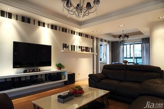 简约风格三居室简洁黑色富裕型客厅电视背景墙沙发图片