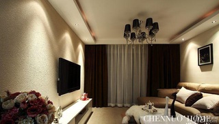 简约风格复式简洁富裕型客厅电视背景墙沙发效果图