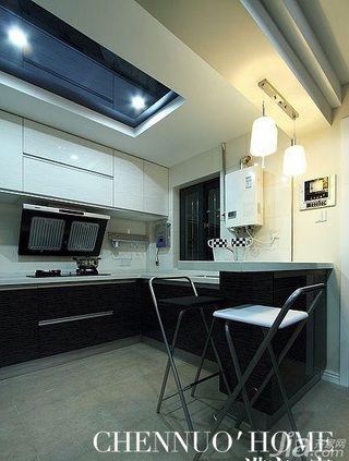 简约风格复式简洁富裕型厨房吧台灯具效果图