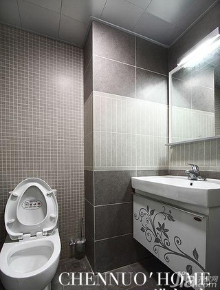 简约风格复式简洁富裕型卫生间背景墙洗手台图片