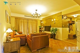 美式乡村风格公寓温馨富裕型90平米客厅沙发效果图
