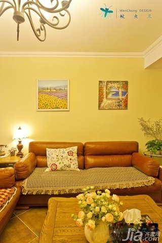 美式乡村风格公寓温馨富裕型90平米客厅沙发图片