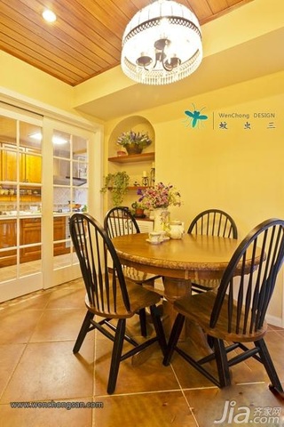 美式乡村风格公寓温馨富裕型90平米餐厅餐桌图片