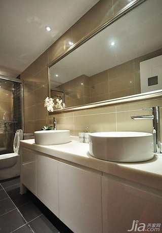 简约风格三居室简洁富裕型卫生间背景墙洗手台婚房家装图