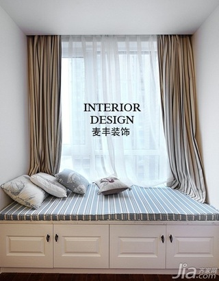 简约风格公寓简洁蓝色富裕型飘窗窗帘效果图