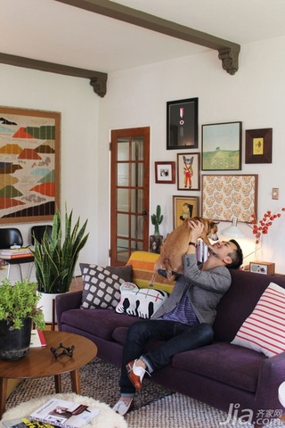 美式风格公寓富裕型客厅照片墙沙发图片