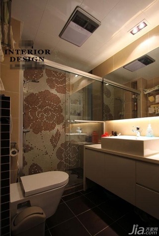 简约风格三居室简洁富裕型卫生间背景墙洗手台二手房平面图