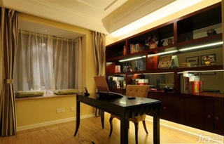 简约风格公寓富裕型书房飘窗书桌效果图