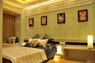 简约风格公寓简洁卧室卧室背景墙床效果图