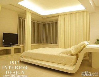 简约风格公寓简洁白色卧室飘窗床效果图
