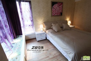 混搭风格公寓简洁卧室卧室背景墙床图片