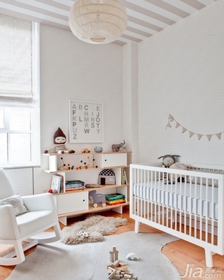 宜家风格公寓可爱白色儿童房吊顶床效果图