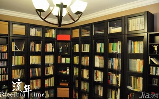 美式风格复式富裕型书房书架效果图