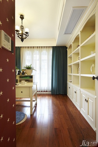 美式风格公寓130平米书房窗帘效果图