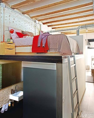 loft风格小户型简洁经济型70平米卧室床海外家居