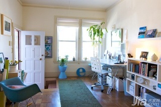 简约风格一居室简洁经济型书房背景墙书桌海外家居