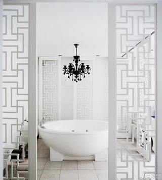 中式风格别墅豪华型卫生间隔断浴缸效果图
