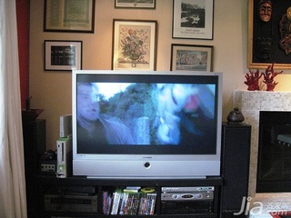 混搭风格二居室经济型背景墙电视柜图片