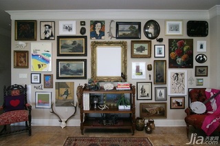 美式风格三居室富裕型照片墙装修图片