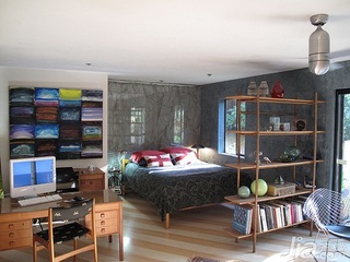 欧式风格公寓富裕型工作区隔断床图片