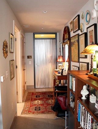 简约风格公寓经济型80平米客厅背景墙书架海外家居
