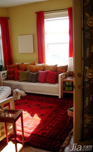 混搭风格公寓温馨红色经济型90平米客厅沙发海外家居