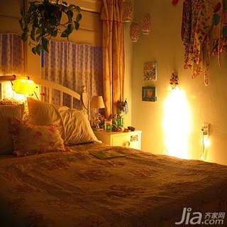 田园风格三居室浪漫富裕型卧室卧室背景墙床图片