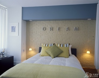 简约风格公寓富裕型90平米卧室卧室背景墙床海外家居