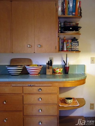 简约风格二居室简洁原木色经济型厨房橱柜设计图纸