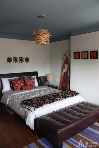 简约风格别墅简洁富裕型卧室卧室背景墙床效果图