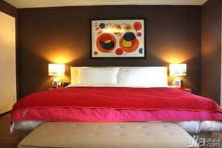简约风格别墅简洁富裕型卧室卧室背景墙床图片