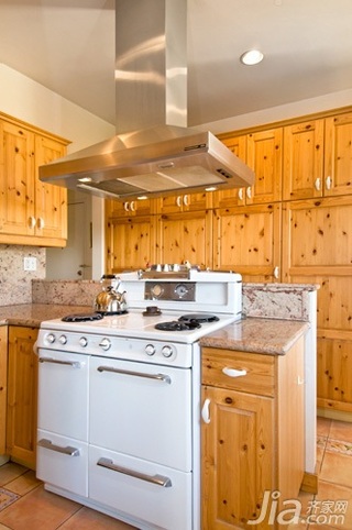 美式乡村风格公寓原木色富裕型130平米厨房橱柜海外家居
