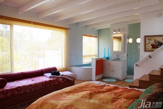 简约风格别墅简洁富裕型卧室背景墙床图片