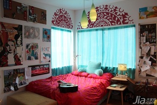 简约风格别墅可爱富裕型儿童房卧室背景墙床图片