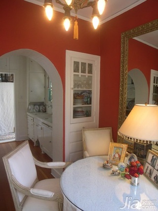美式乡村风格公寓橙色富裕型140平米以上餐厅餐桌图片