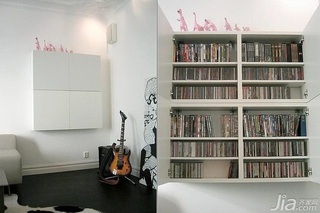 北欧风格公寓白色富裕型90平米书架图片