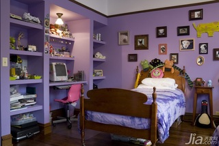 混搭风格公寓紫色经济型80平米儿童房床海外家居