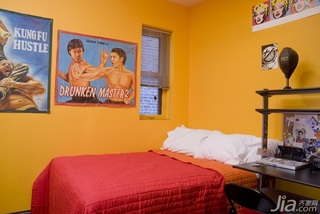 混搭风格公寓橙色经济型80平米卧室床海外家居