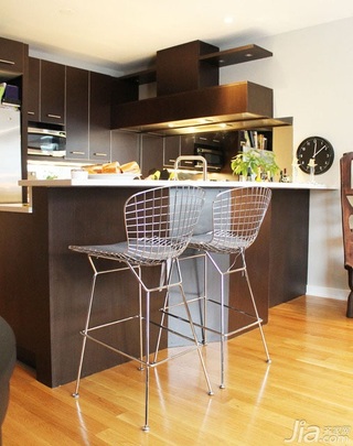 简约风格复式简洁黑色5-10万厨房吧台橱柜海外家居