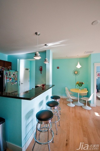 新古典风格公寓蓝色富裕型130平米餐厅吧台吧台椅海外家居