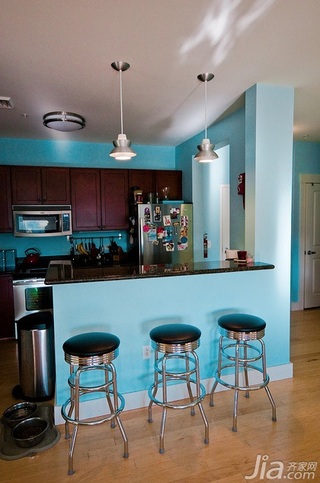 新古典风格公寓蓝色富裕型130平米吧台吧台椅海外家居