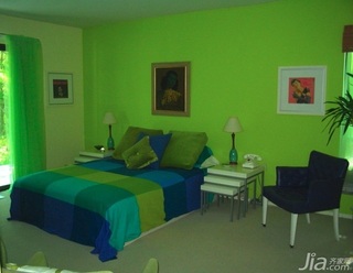 混搭风格别墅绿色富裕型120平米卧室床海外家居