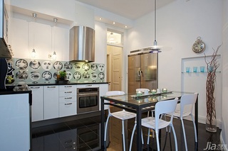 宜家风格公寓简洁白色经济型厨房背景墙橱柜定制