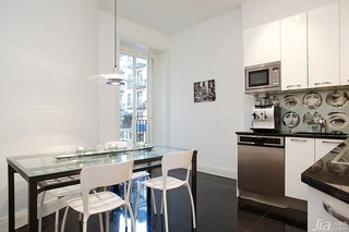 宜家风格公寓简洁白色经济型厨房餐桌效果图