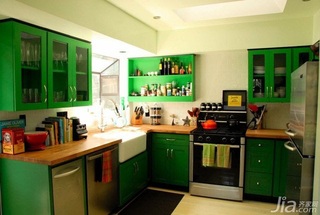 简约风格三居室小清新绿色富裕型厨房橱柜海外家居