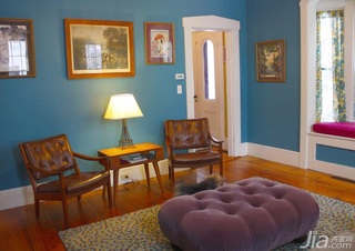 混搭风格别墅蓝色富裕型140平米以上客厅沙发海外家居