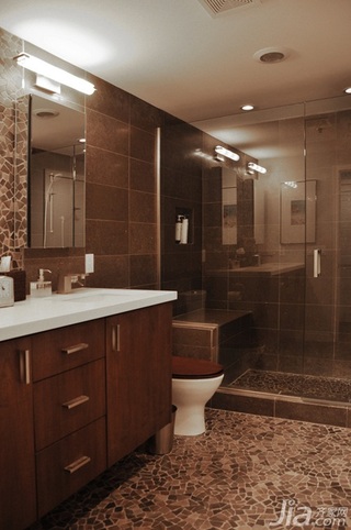简约风格二居室稳重富裕型卫生间背景墙洗手台海外家居