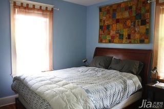 混搭风格公寓蓝色经济型110平米卧室床海外家居