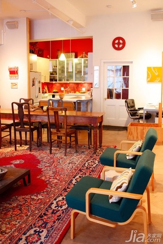 混搭风格公寓富裕型110平米餐厅沙发图片