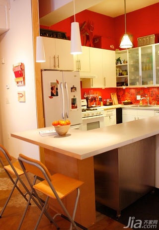 混搭风格公寓富裕型110平米厨房吧台橱柜效果图